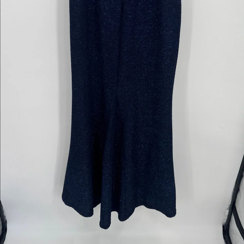 Eliza J Navy Blue Metallic Off The Shoulder Elegant Formal NWT Gown Size 16 - Picture 7 of 12